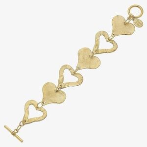 Gold Heart Link Bracelet - Women's Fashion Bracelet